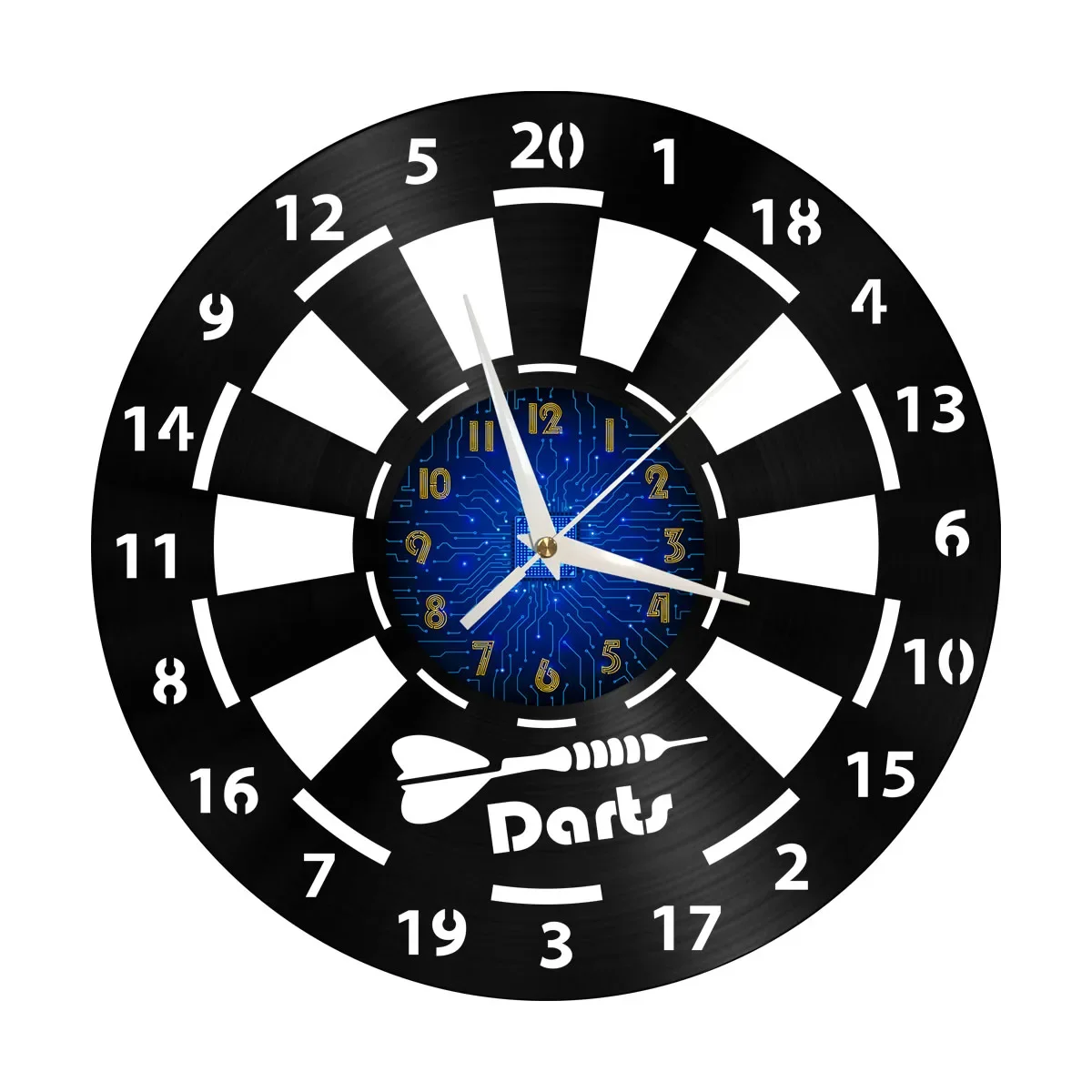 Darts Wall Art Man Cave Game Room Decoration Modern Wall Clock Dart Board Pub Bar Darts Game Night Club Vinyl Record Wall Clock