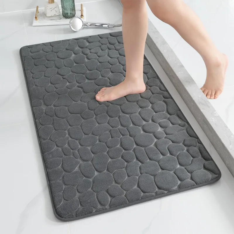 Memory Foam Runner Rug, Cobblestone Bathroom Runner Rugs Super Water Absorbent Bath Mats