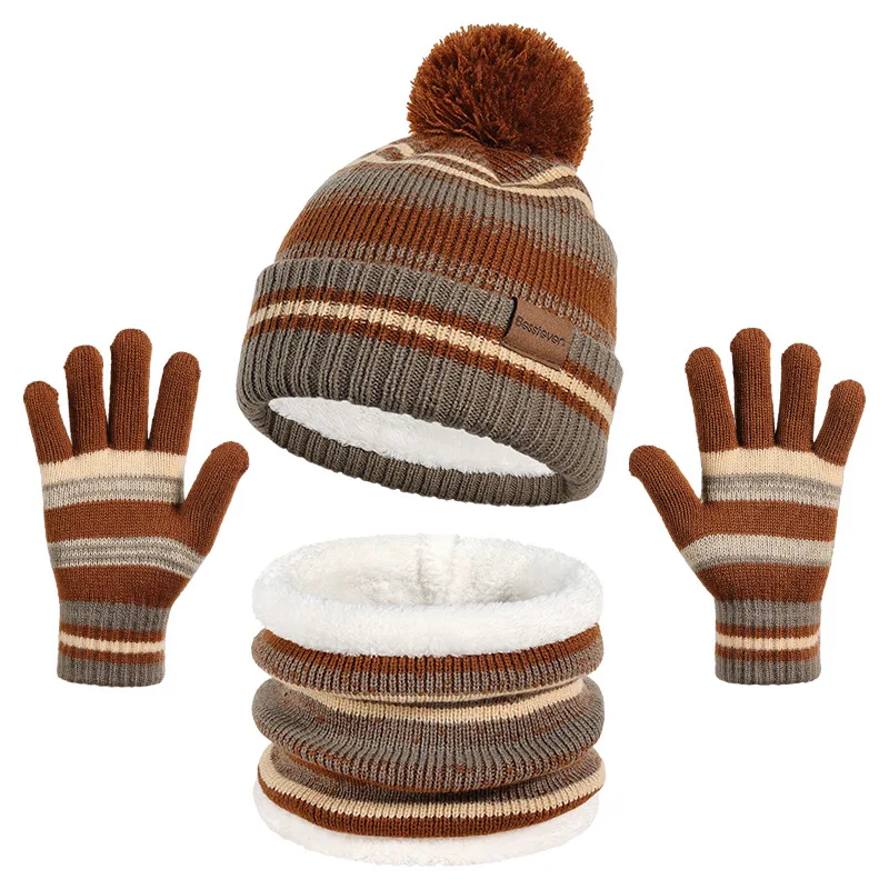 kids-knitted-hat-scarf-gloves-3-piece-set-autumn-winter-warm-fleece-lined-outdoor-wear