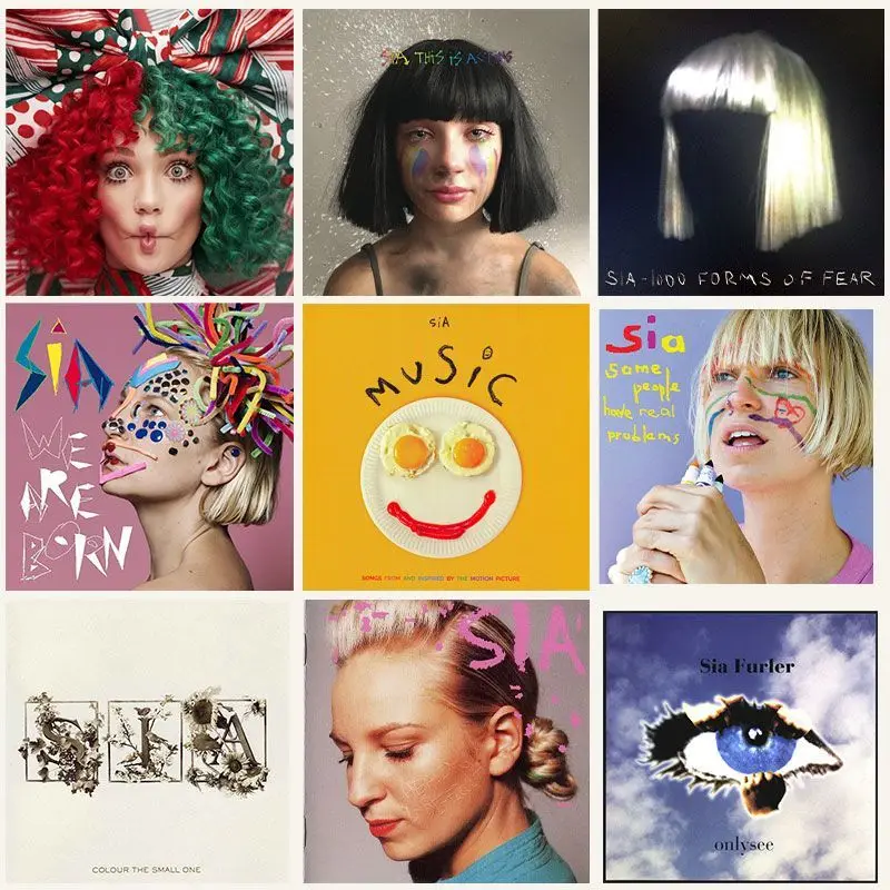 Álbuns Populares da Sia em 9 CDs: 《1000 Forms》, 《This Is Acting》, 《Music》, 《Only See》 - Somente Disco de Áudio, Sem Capa, Para Fãs de Pop