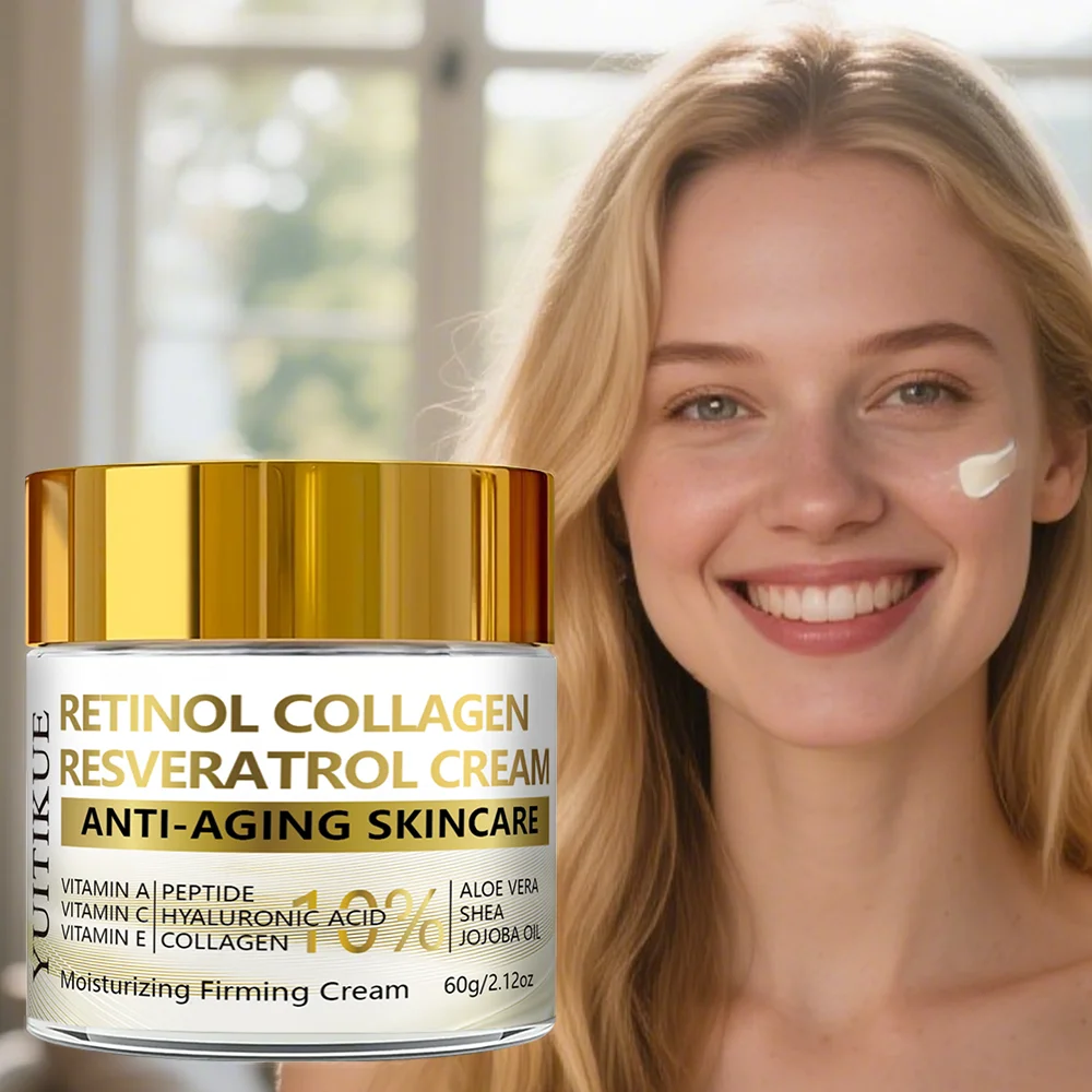Crema de colágeno con retinol al 10%: lifting facial antienvejecimiento, con resveratrol y ácido hialurónico, hidratante y reafirmante, para todo tipo de piel