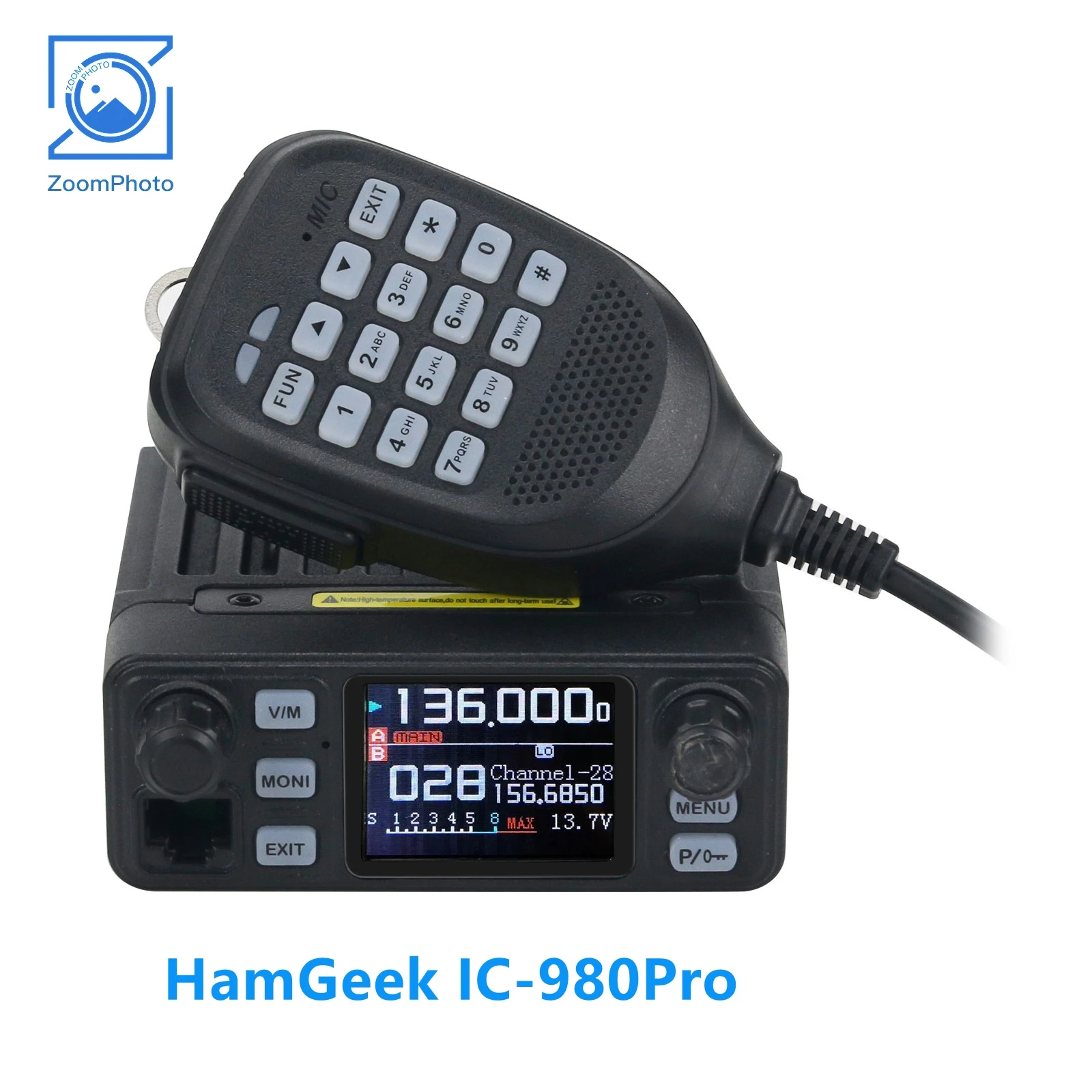 

HamGeek IC-980Pro Mini Mobile Radio Walkie Talkie 25W 200 Channels VHF UHF FM Radio Transceiver with Handheld Microphone