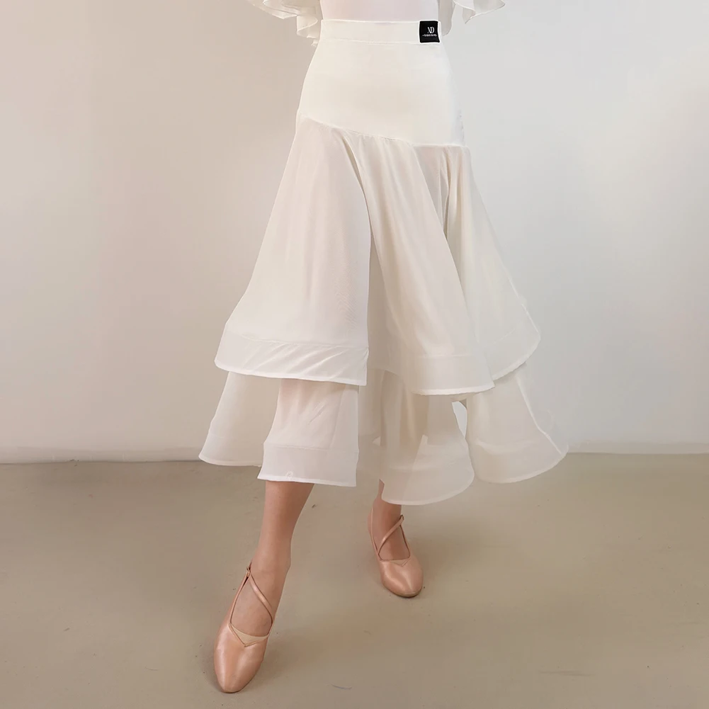 Goose Yellow Viennese Waltz Dress High Quality Fishbone Ballroom Dance Standard Chiffon All Match Red White Skirt
