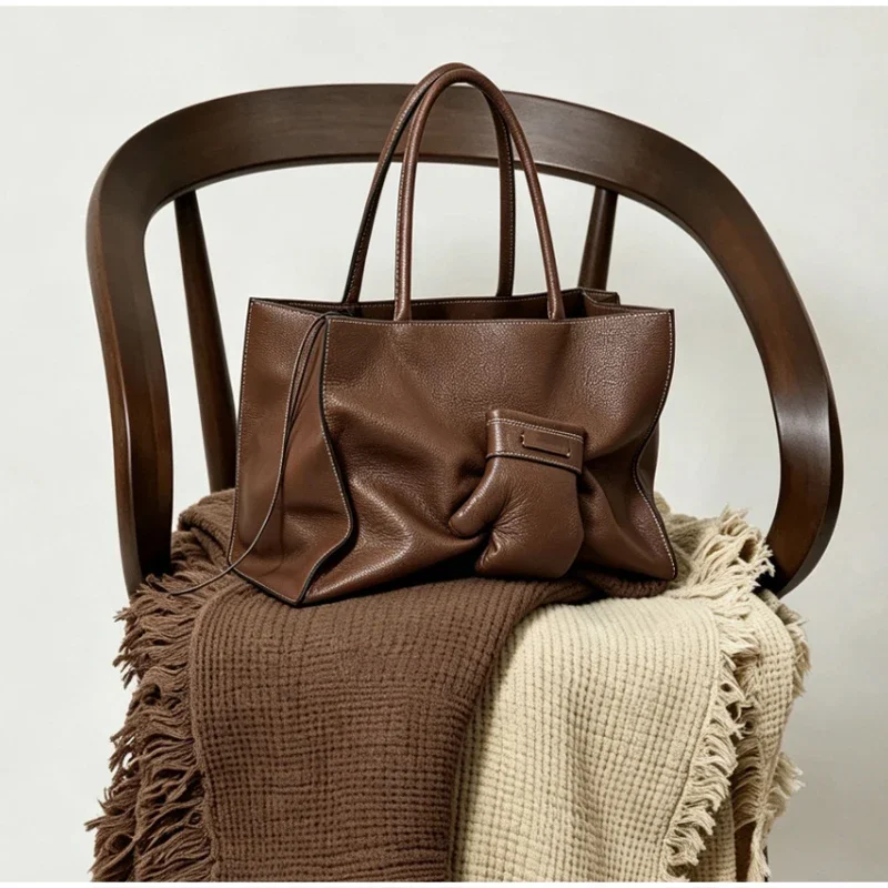 Vintage Suede Women Tote Bag Large Capacity Shoulder Handbag Retro Solid Color Top‑handle Bag Work Daily Shopping Ladies Purse
