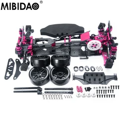 MIBIDAO Metal & Carbon Fiber Frame Chassis with Shock Absorbers Wheels Belt Drive For 1/10 3Racing Sakura D5 MR RC Drift Car