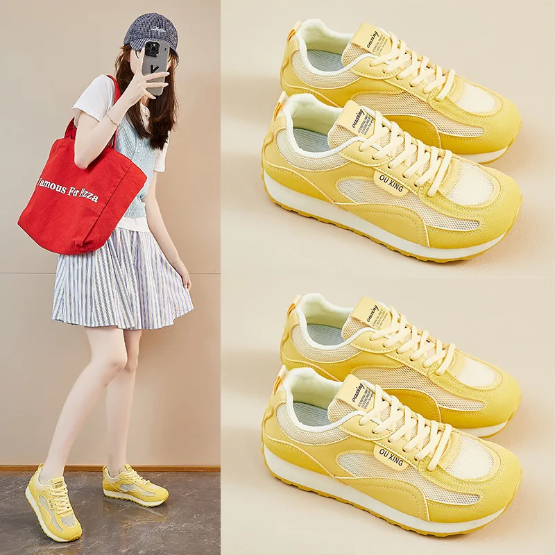 

Новинка 2023 года, летние дышащие туфли для доски, нишевая оригинальная универсальная удобная повседневная спортивная женская обувь на толстой подошве, трендовая туристическая обувь