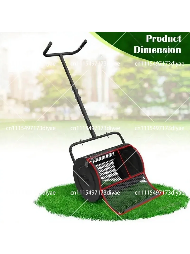 Lawn Compost Spreader, Peat Moss Spreader, Fertilizer Spreader with Adjustable Handle