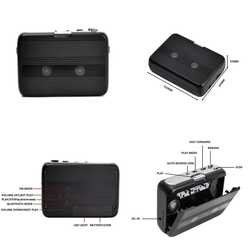 for TON007B New Portable FM Recorder with Bluetooth Connection Retro Nostalgic Transparent Walkman Recorder