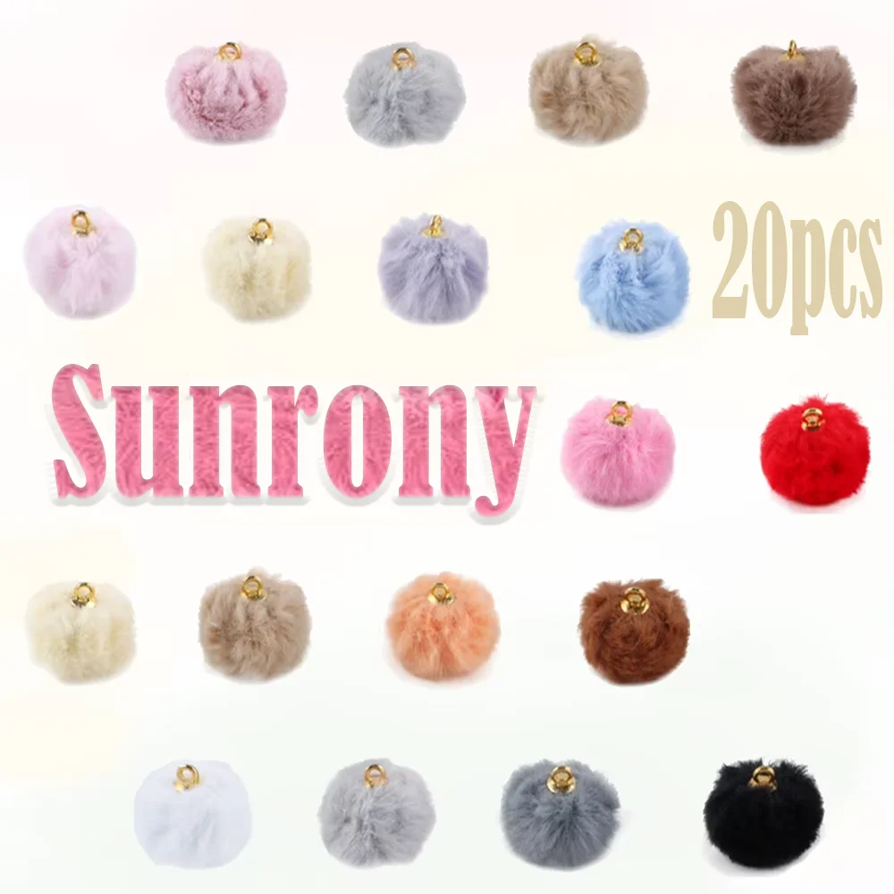 20 قطعة غطاء الفراء القطيفة الكرة الكرة الخرز Charms قلادة DIY بها بنفسك Pompom قلادة قلادة أقراط لصنع المجوهرات العثور
