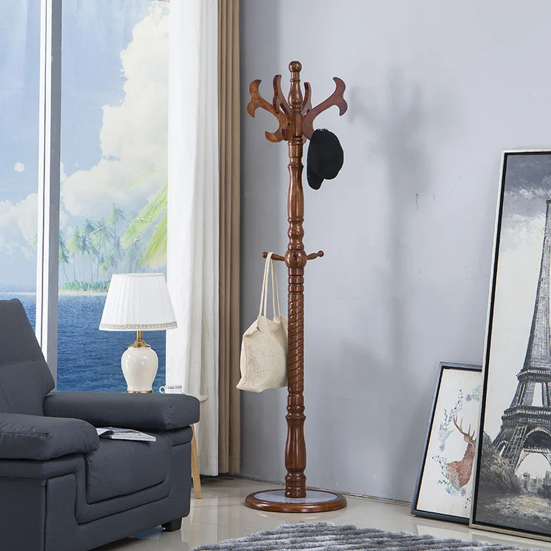 Wood art coat rack Floor-to-ceiling simple bag rack Hotel bedroom Living room