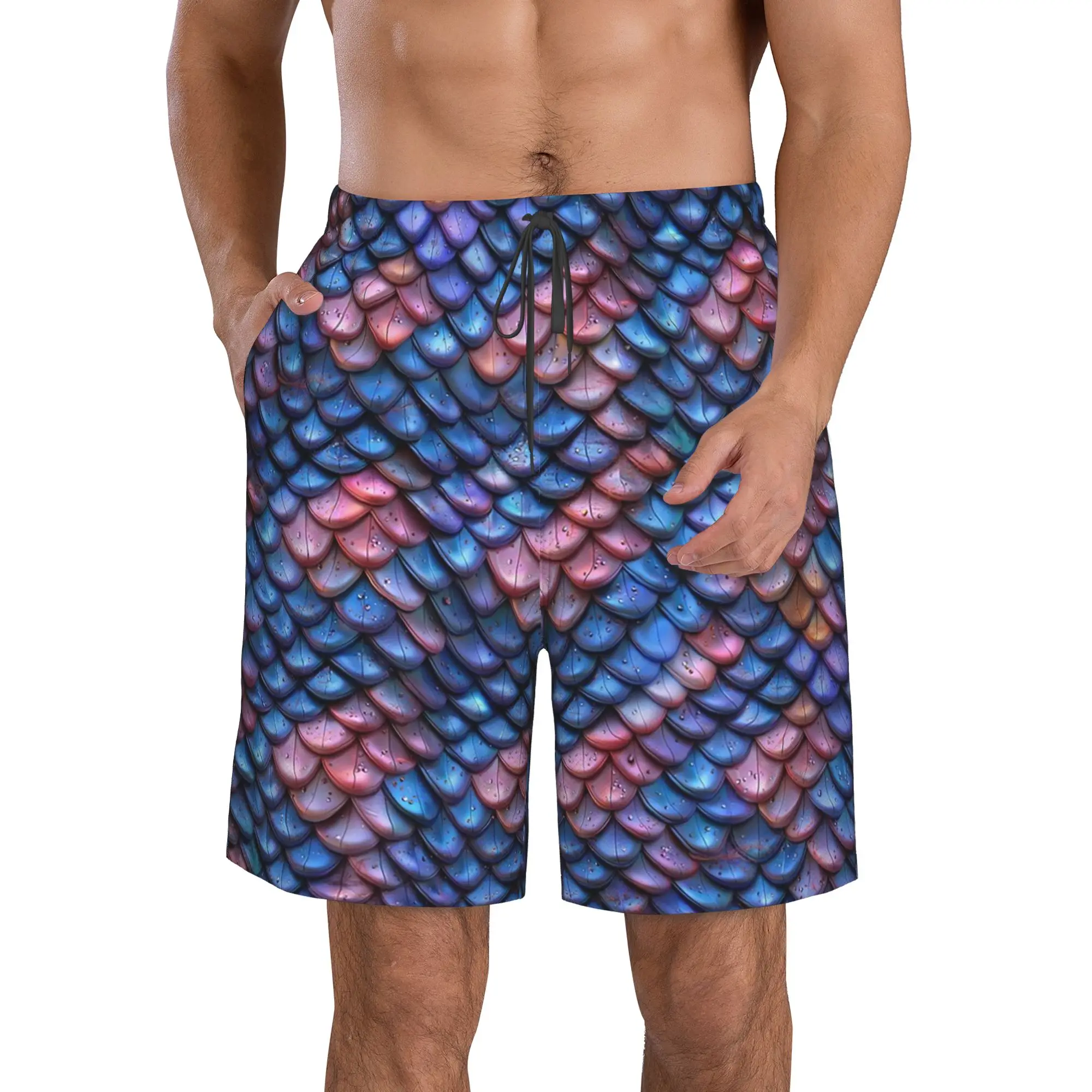 Mermaid Fish Scale Dazzling Scales Trunks Beach Board Shorts Casual Quick Dry Swim Summer Men Pants