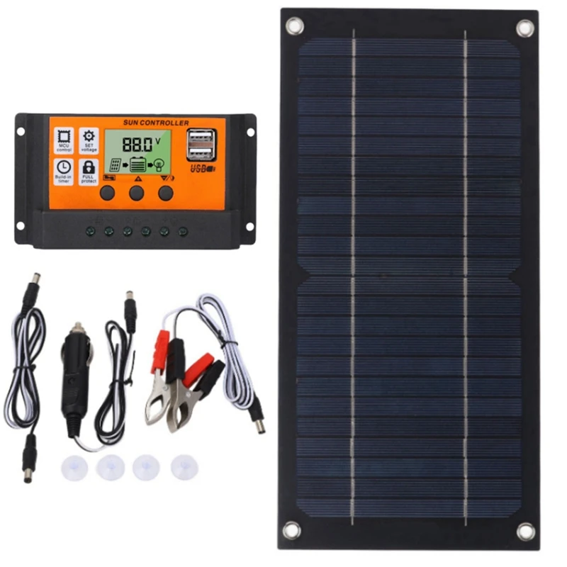 600W Solar Panel Kit with 100A 18V Charge Controller Solar Charging for Outdoor RV Camping Boat Trailer System-AD23