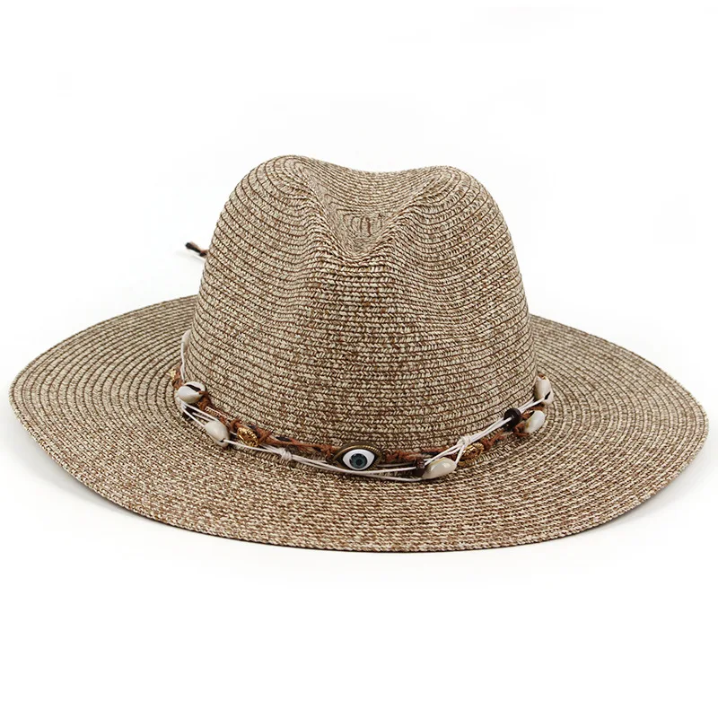 

2024 New Vintage British-style Straw Hat With Eye Decoration, Summer Fashion Sun-shading Panama Hat For Men And Women