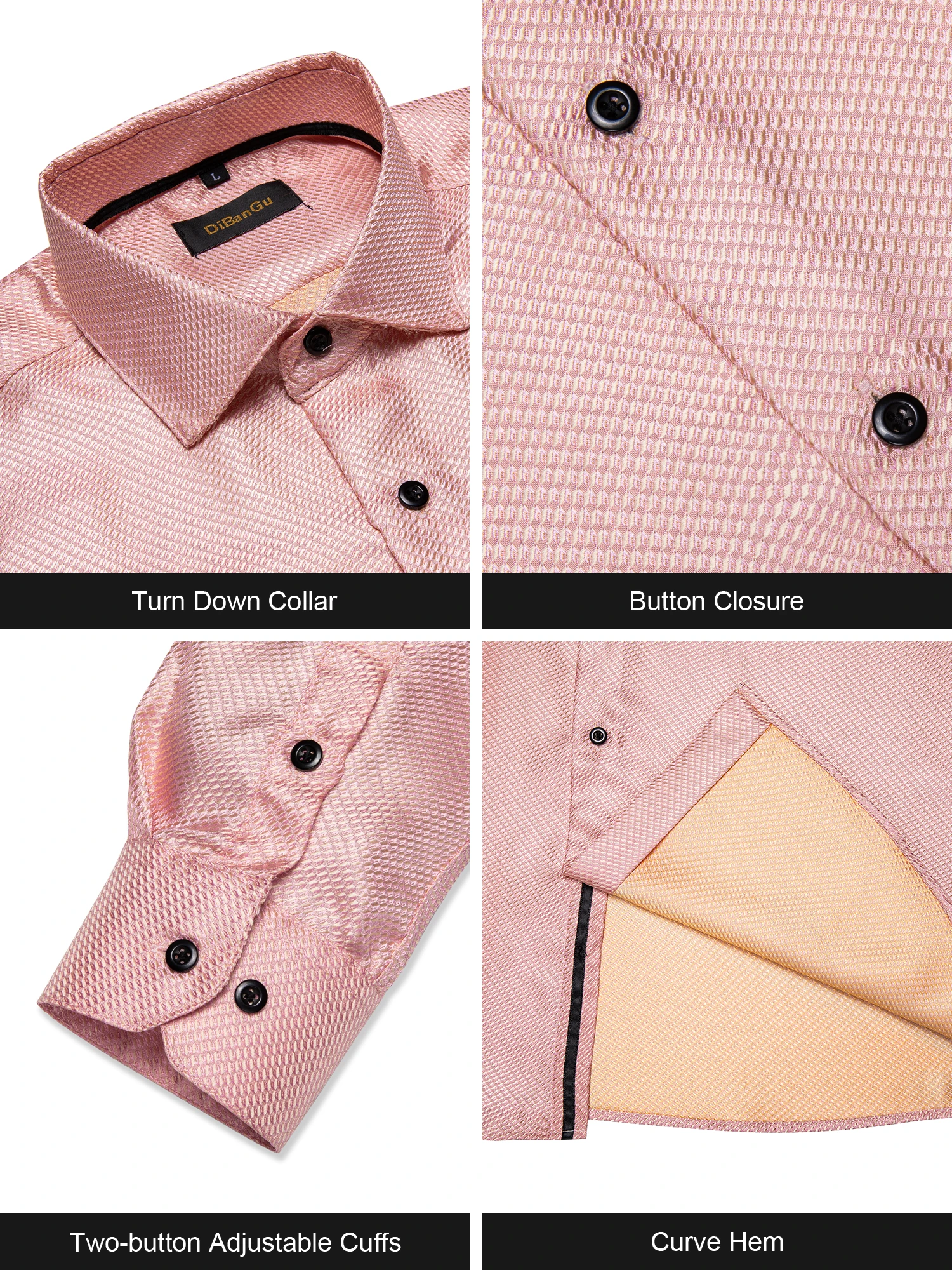Pink Wedding Groom Shirt For Man Solid Luxury Men Shirts High Quailty Pinky Party Causal Long Sleeves Male Tops With Collar Pin