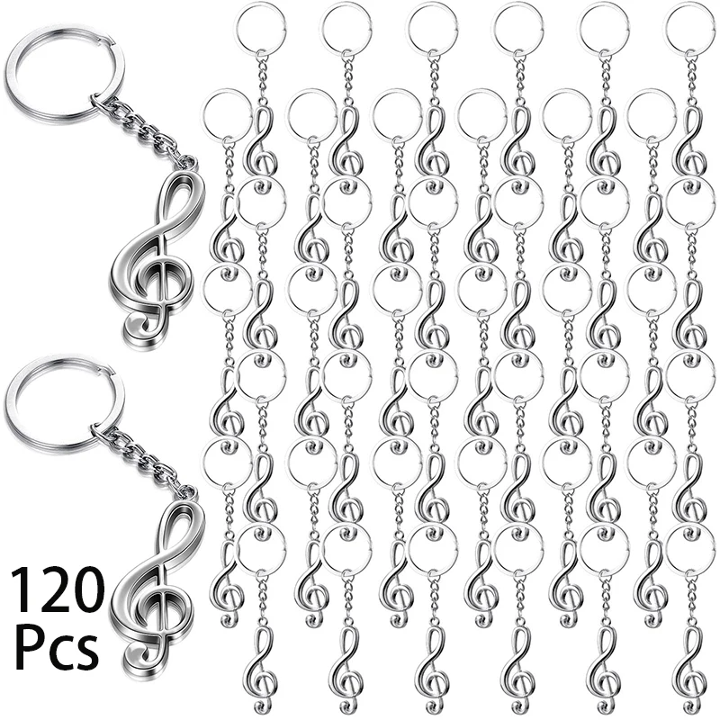 

120Pcs Musical Note Key Chain Metal Keychain Small Music Pendant Sign Gifts Fist Day of School Gift Classroom Gift