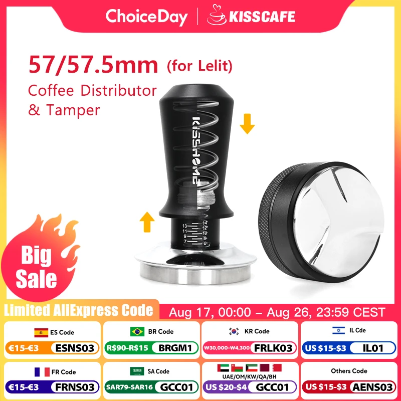Kaffee Tamper 57mm 57,5mm Verteiler Stampfen Station Konstantdruck 30Lbs Für Lelit Anna Espresso Zubehör Barista werkzeuge