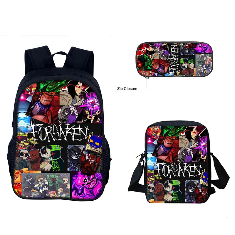 3pc Forsaken Schoolbag Set Students Backpack Forsaken Gubby Double Layer Bag Bookbag Horror Game Pencial Case Shoulder Bag