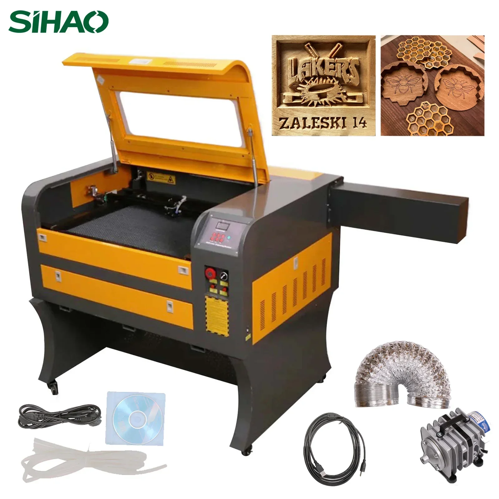 SIHAO 110V Macchina per incisione laser CO2 60W Incisione laser 40*60cm Ruida Controller Legno Pelle Acrilico Raffreddamento ad acqua Strumento laser