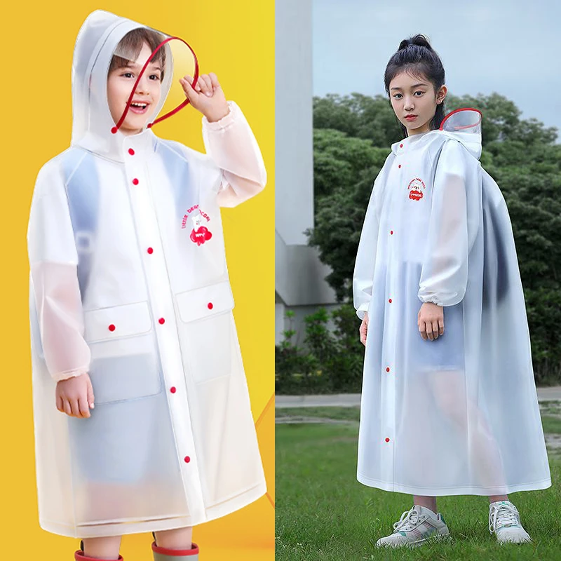 Single-person Rainwear Kindergarten Elementary School Students Raincoat with Schoolbag Bit Eva Thickened Children's Rain Poncho