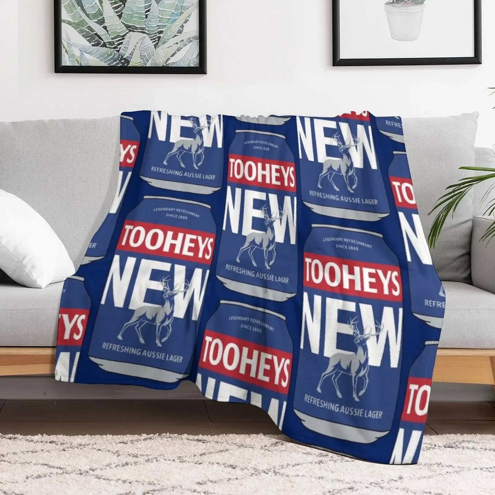 Hand-drawn Tooheys New 2023 can Throw Blanket Stylish Couch Blanket for Home Living Room