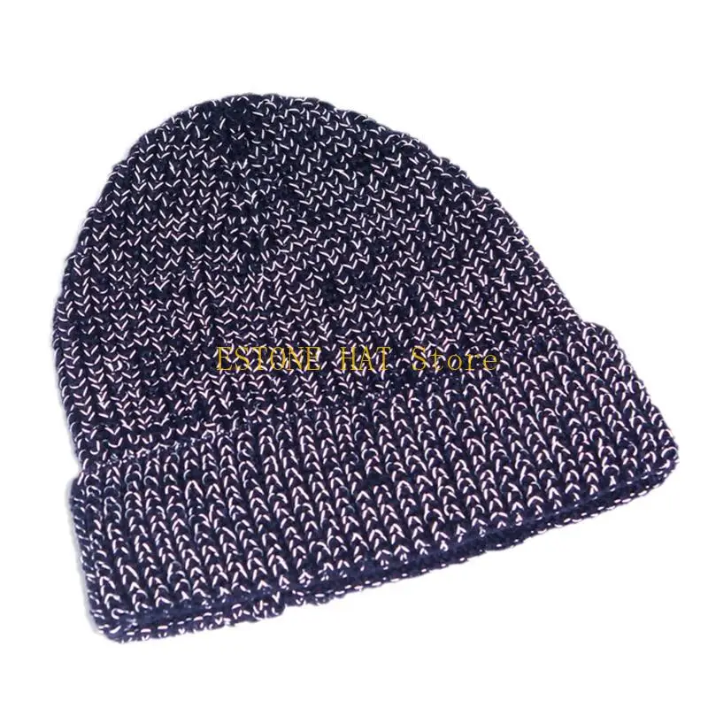 49MF Hip Hop Reflective Beanie Hat Knit Skull Cap Knitted Hat All-match for Men Women