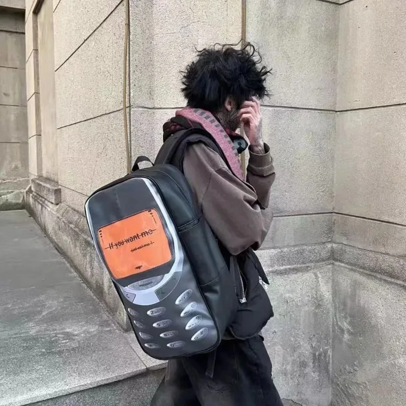 2025 Persoonlijkheid Vintage Telefoontassen Y2k Esthetische Streetwear Vrouwen Studenten Schooltassen Hoge capaciteit Grappige Ins Rugzakken Mannen