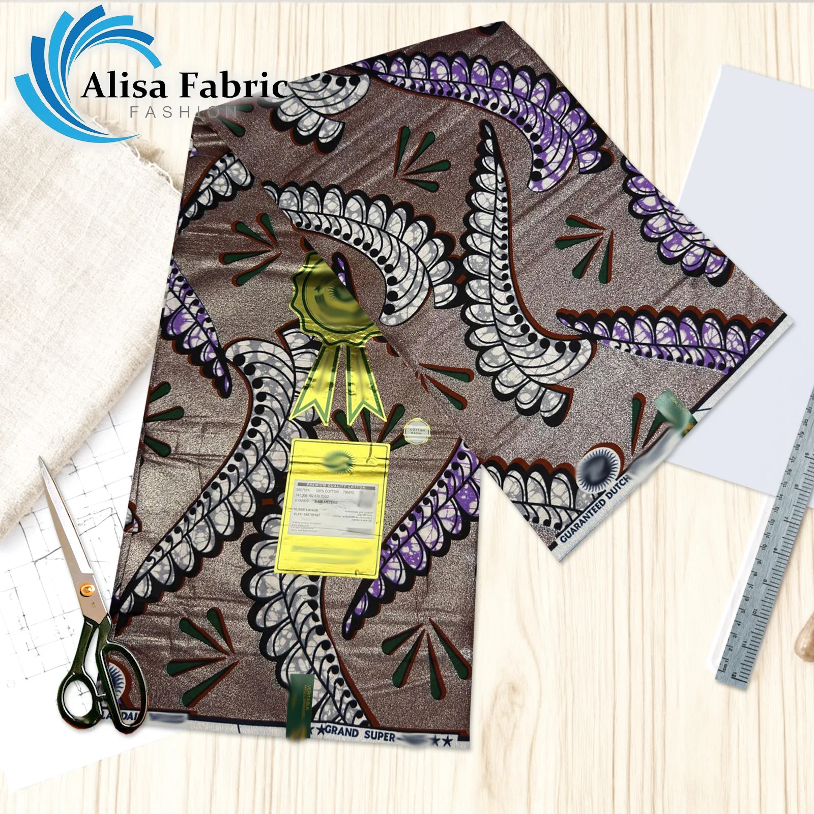 

New arrivals grand super African wax fabric 100% cotton Ankara 6 yards 2025 couture wholesale for curtains