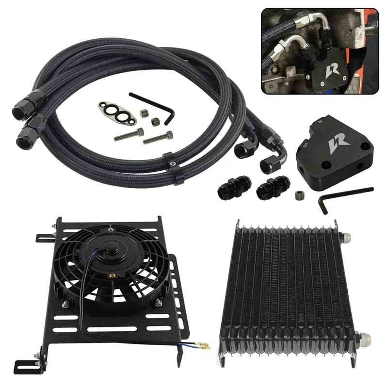 Fits GM Chevy V8 LSX LS1 LS2 LS3 Corvette: New AN10 15 Row Oil Cooler, Trust Style w/ 7
