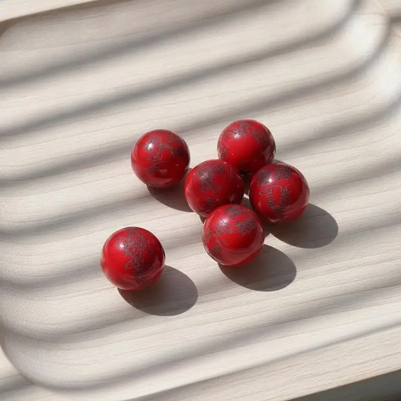 2027 Tai Sui Cinnabar Prayer Beads Feng Shui Protection Component For DIY Handmade Bracelet Necklace Jewelry Making Supplies