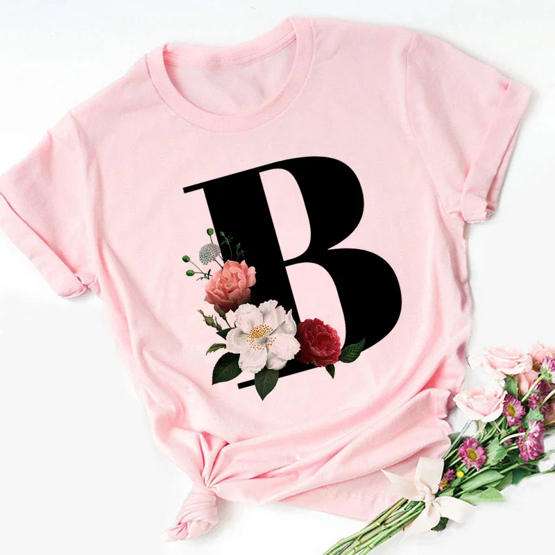 

Summer 26 English Alphabet Print Tshirt Fashion Harajuku Casual Pink Tops Tee Women Couples Lovers Female T-Shirt,Drop Ship