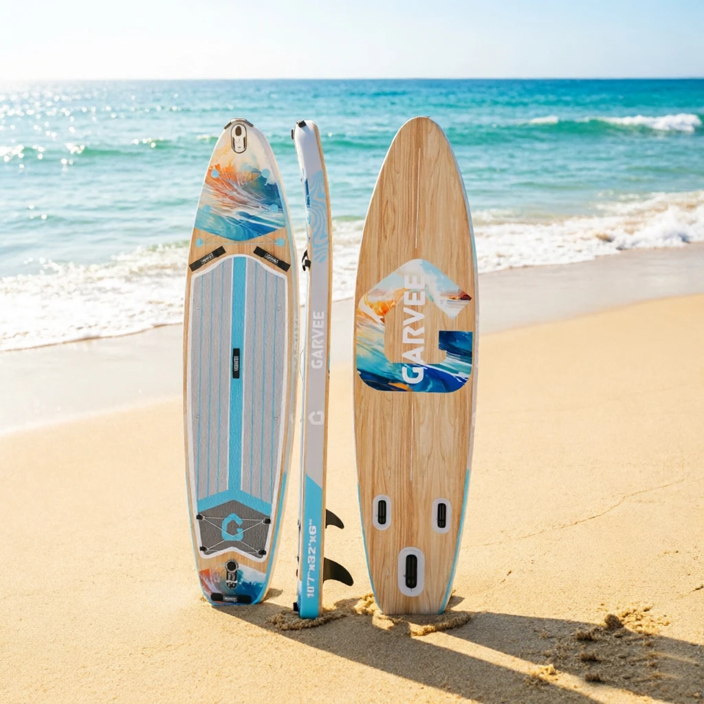 Wide Stable Inflatable Upright Paddle Board for Adults Seaside Holiday – Non-Slip Deck, High Weight Capacity 450LB, Full Accessories Set with Paddle, Backpack, Pump, Non-Slip EVA Surface, Phone Case,