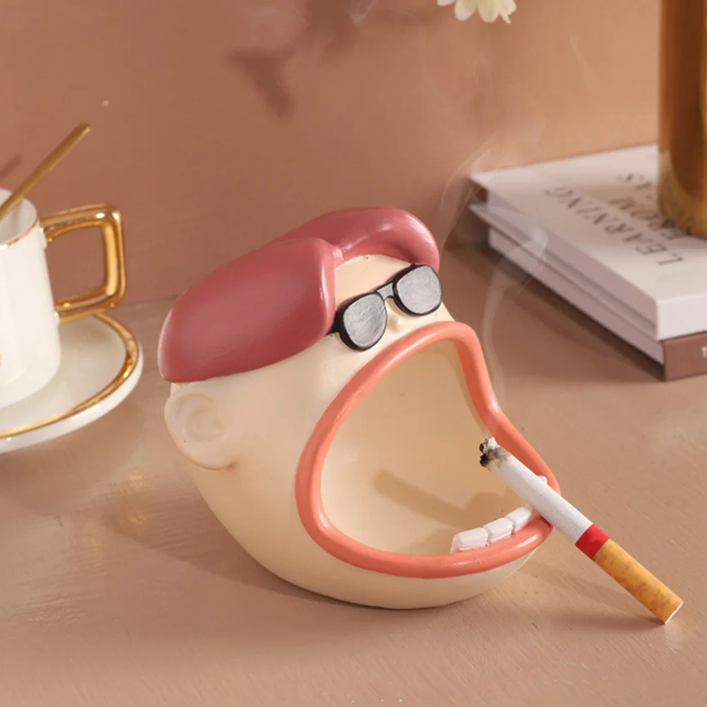 

Resin Ashtray Big Mouth Design Funny Desktop Organizer Home Living Room Store Decor Cigarette Holder Party Decoration Accessory