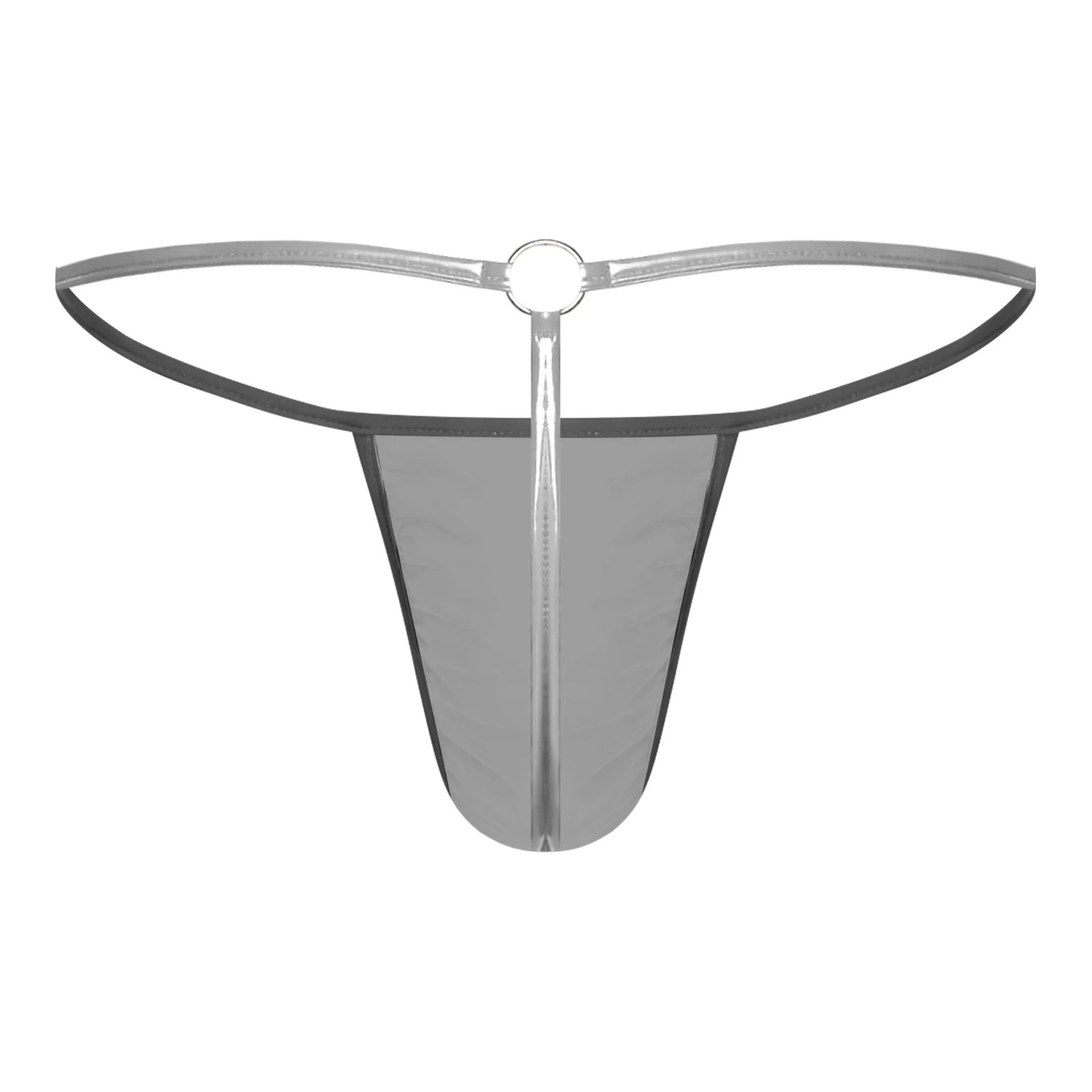 Male Mens Glossy Thongs Panties Bulge Pouch O-ring T-back G-string Briefs Underwear for Valentine Day Special Evening Nightwear