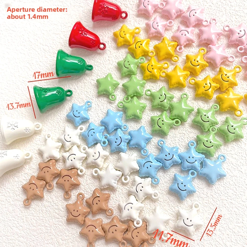 Christmas Collection 3D Bell Star Alloy Paint Pendant DIY Makes Fashionable Jewelry Necklace Bracelet Accessory Materials