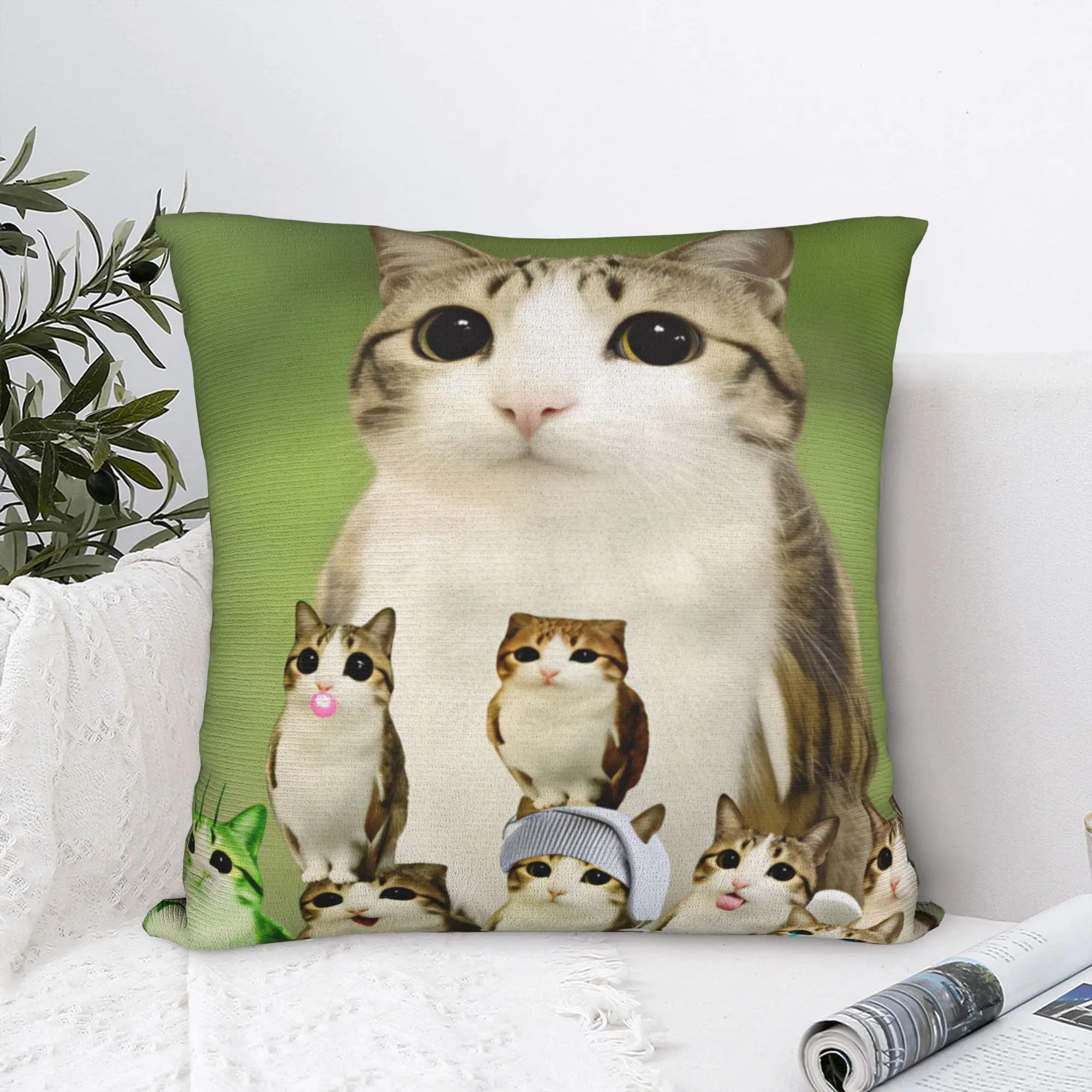 Home Decor Png - Pillow Cover Funny Meowl Cat Family