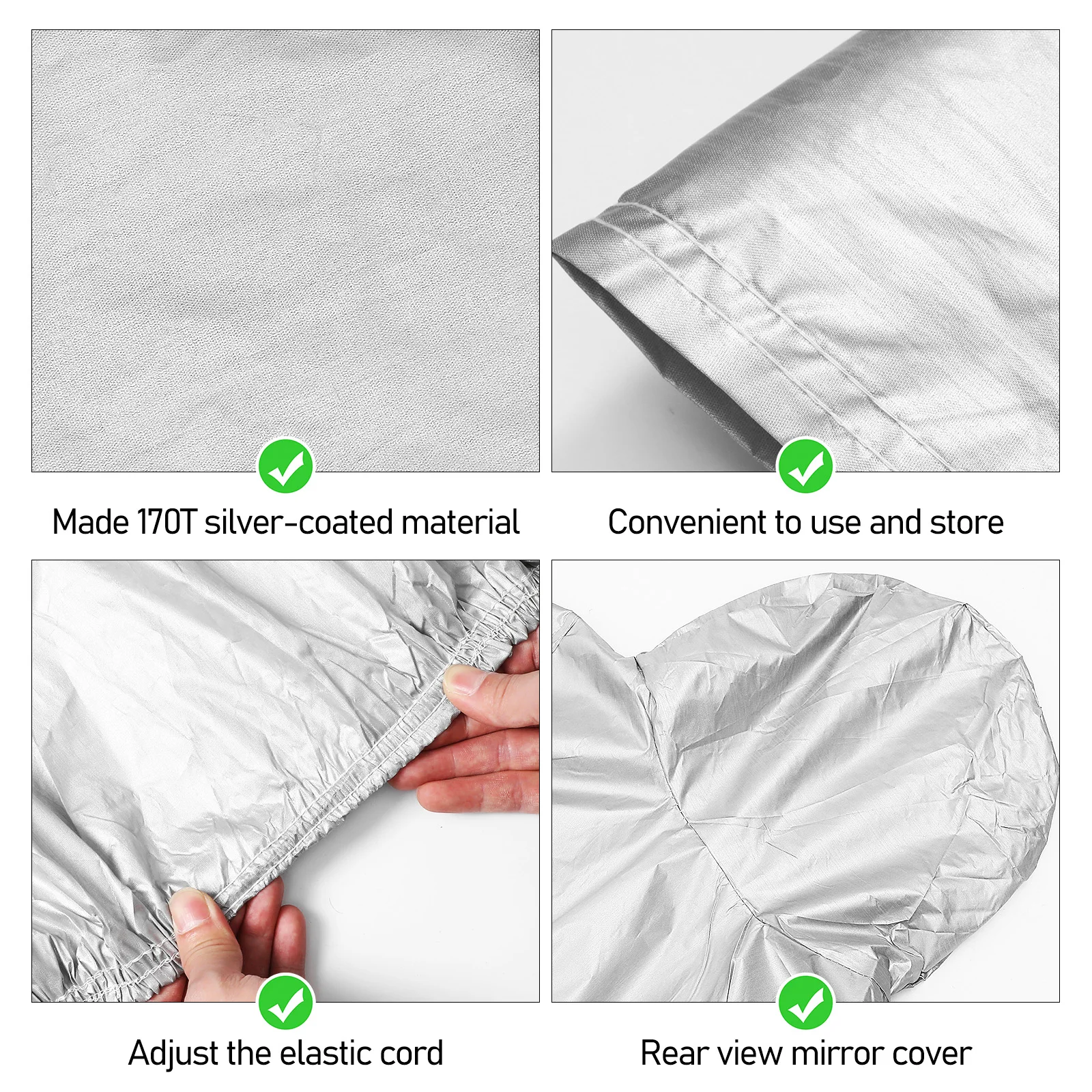 

Car Cover Universal Fit 170T Silver Coated All Weather Protection For Sun Rain Dust Snow Outdoor Indoor Use Suv Automobiles Xl