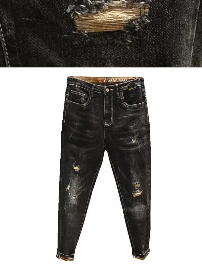 Fashion Jeans Men Luxury Men's Trendy Ripped Denim Slim Casual Jeans Pencil Pants Cowboy Designer Spring Autumn Boyfriend Jeans