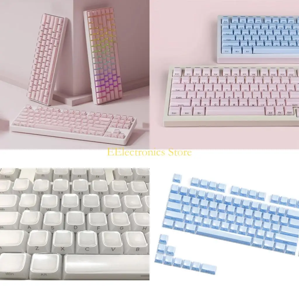 B03C Crystal Jelly OEM Profile Front Print Keyboard Keycap Set, Mixed Material Build and 113-Key for Regular Typing Appeals