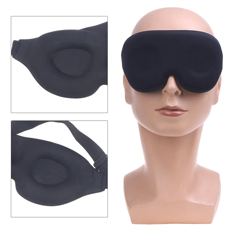 Masque noir en mousse à mémoire de forme pour les yeux, patch de couverture oculaire, aide au sommeil 3D, masque facial en antarctique, sans ailes