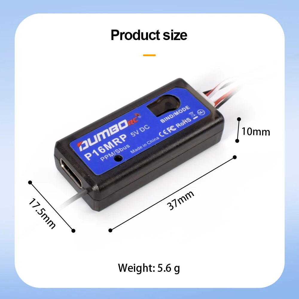 DUMBORC P16MRP RC Receiver 16CH 2.4GHz SBUS PPM Output Supports Simulator For All DUMBORC Transmitter For RC Plane Car Boat