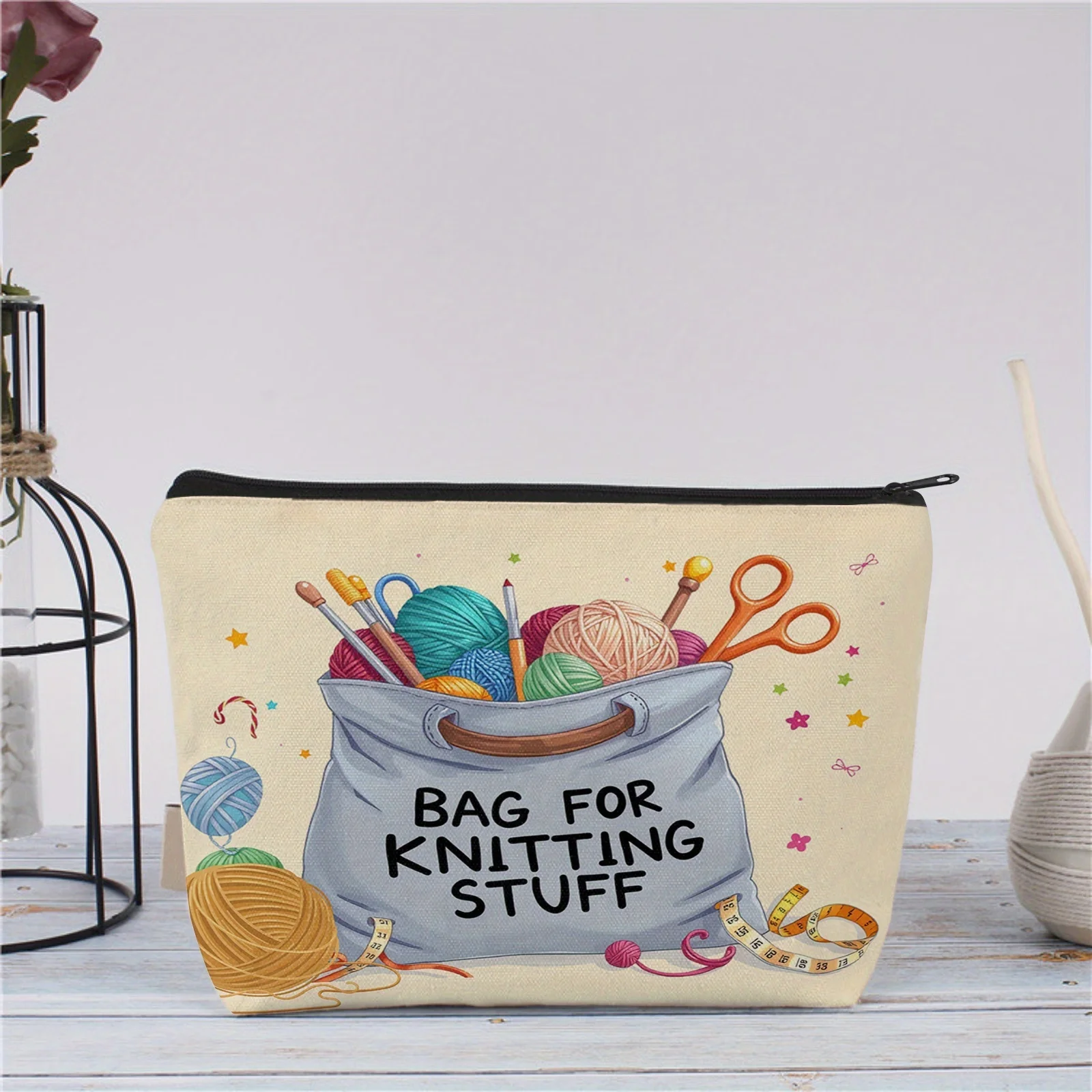 Sacs à cosmétiques tissés et faits à la main – jolis sacs multifonctionnels à fermeture éclair pour femmes, sacs de rangement de bijoux,