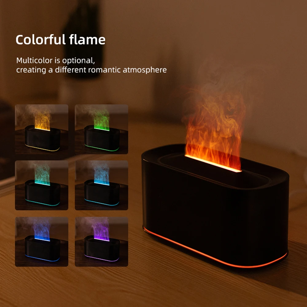 Aromatherapy Diffuser with Flame Effect, Essential Oil Diffuser and Cool Mist Humidifier, Silent Humidifier for Home and Bedroom