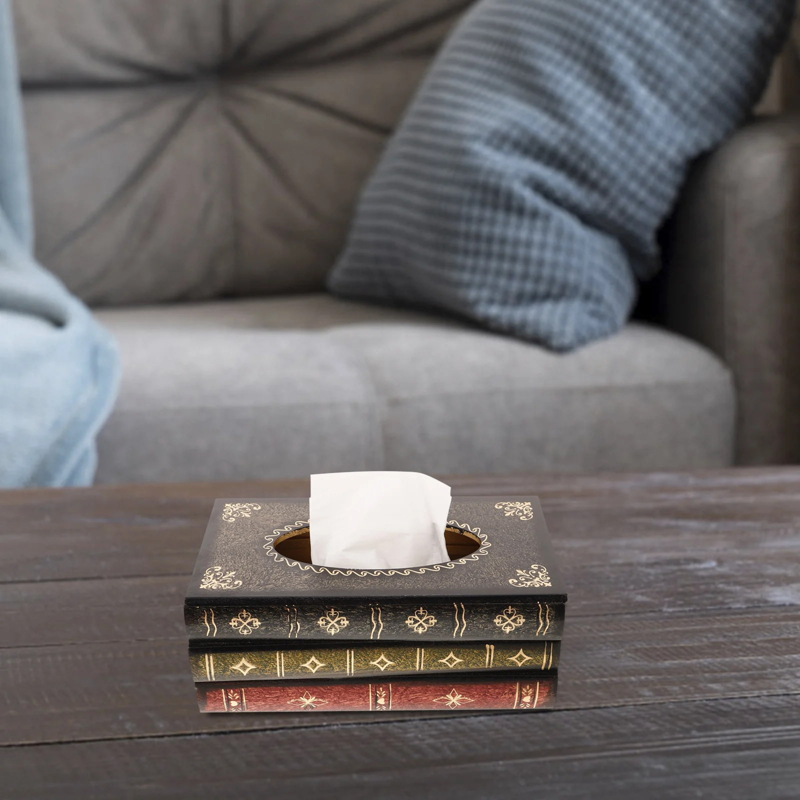 

Book Style Tissue Box Vintage Wooden Napkin Holder For Home Office Bathroom Retro Facial Tissue Dispenser Storage