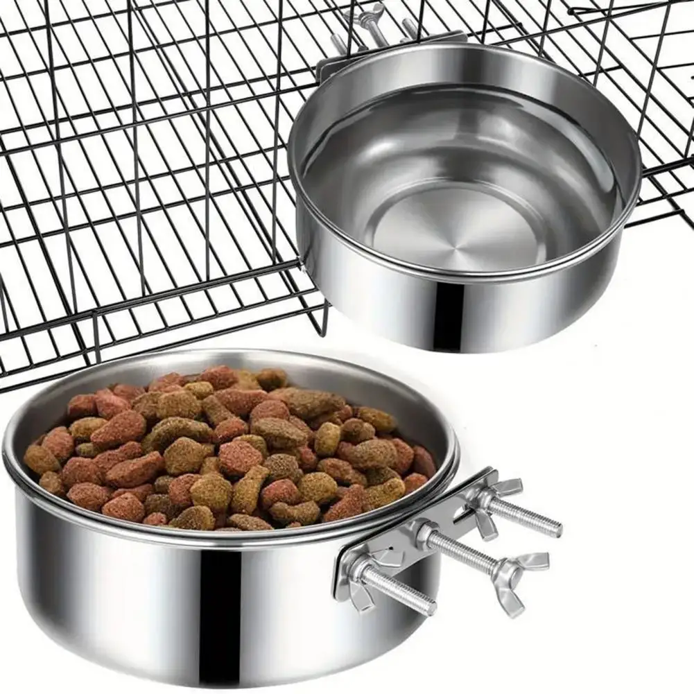 

Spill-proof Pet Bowl Cage Mounted Pet Bowl Stainless Steel Cage Mount Pet Bowl for Birds Dogs Cats Rabbits for Small for Parrots