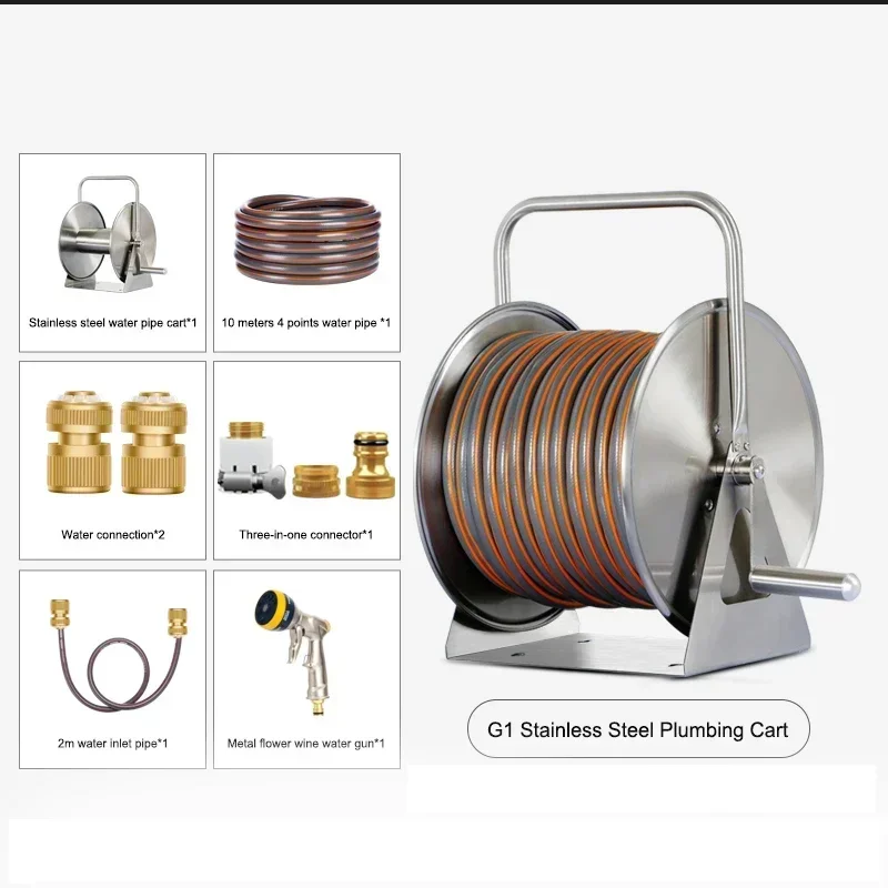 Watering Washing Water Pipe Storage Rack Hanging Automatic Pipe Reel