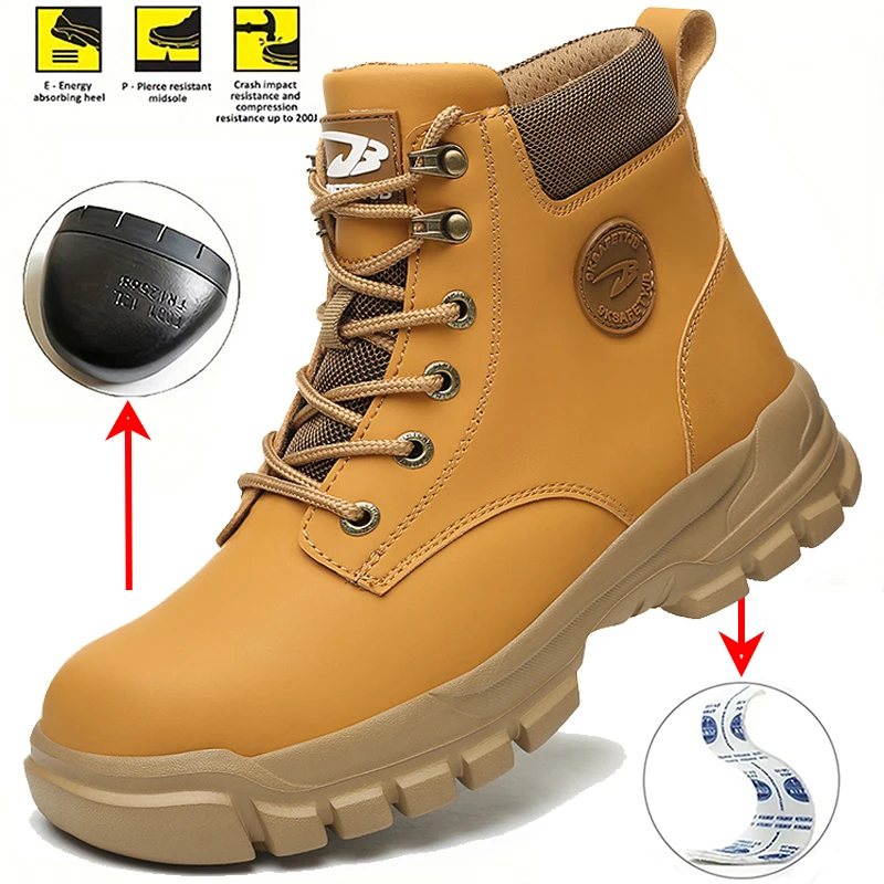 

Мужские водонепроницаемые рабочие ботинки со стальным носком, легкая защитная обувь, строительные противоударные, противопрокольные, уличные защитные ботинки