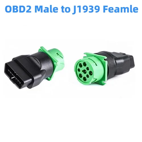 Imagen 1 del producto Adaptador de enchufe de conector j1962 verde de 9 pines J1939 macho/hembra a OBD2 hembra/macho J1939 - J1962 adaptador de 9 pines-16 pines