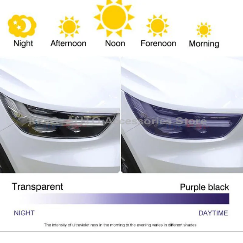 New Arrival Car Styling TPU Blackened Purple Intelligent Light Control Color-Changing Headlight Anti-scratch Protection UV Film