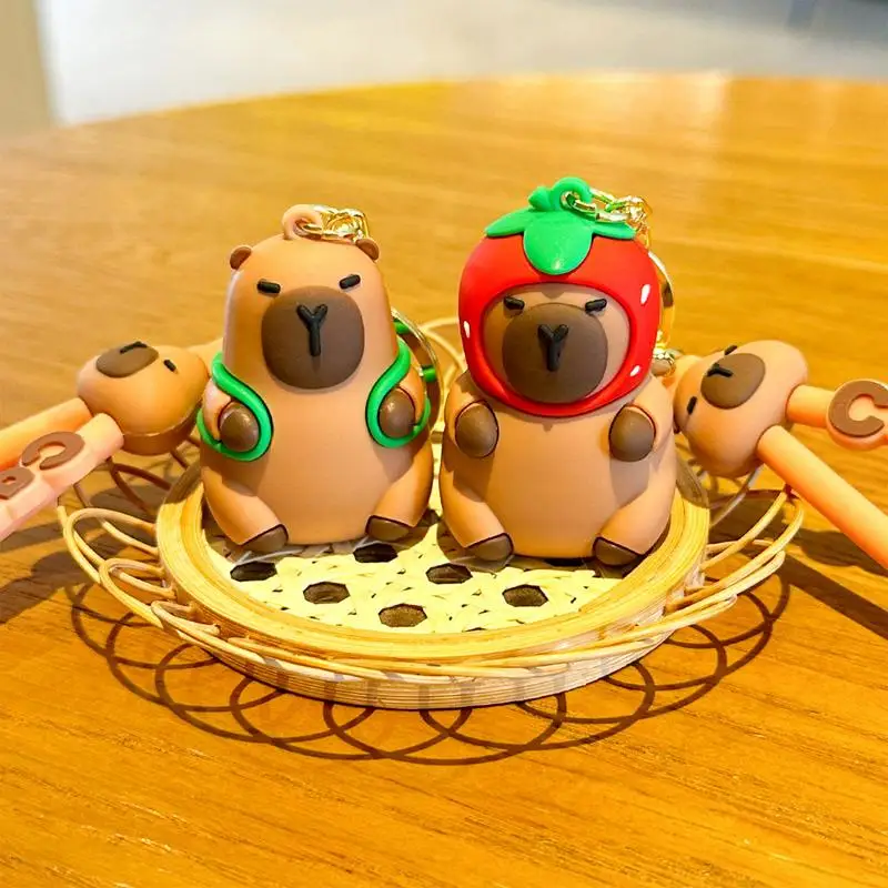 Capybara Figurine Cartoon Capybara Doll Toy Keychain Funny Capybara Animals Toy Cute Backpack Key Chain Pendant For Bag Car