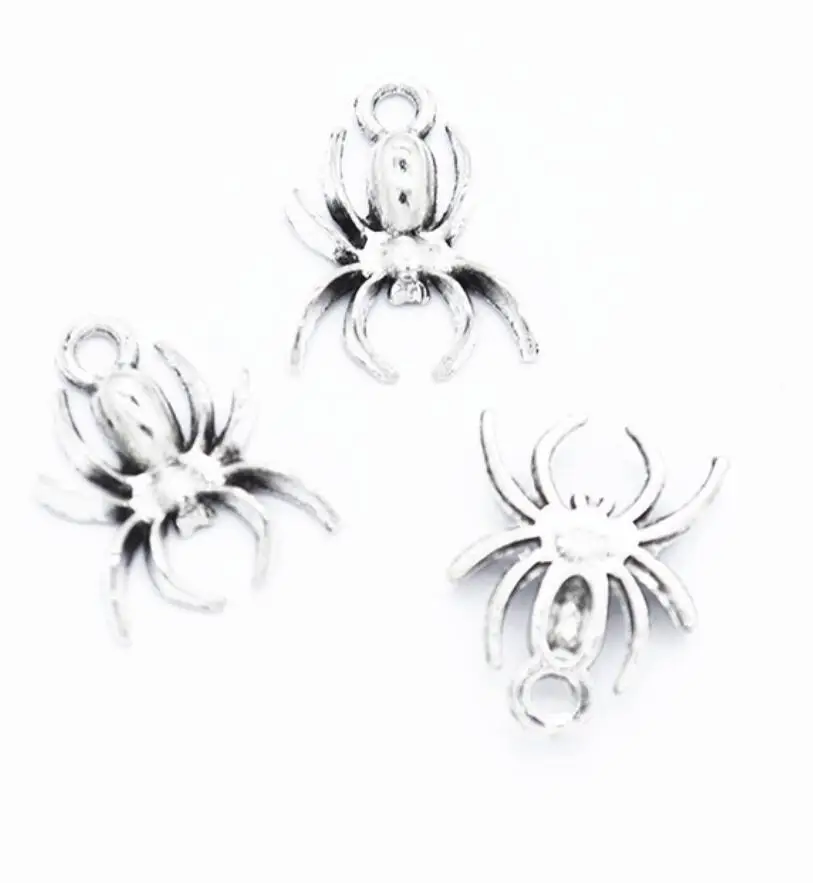 

100pcs Charms Spider Halloween 18x13mm Tibetan Bronze Silver Color Pendants Antique Jewelry Making DIY Handmade Craft F0283